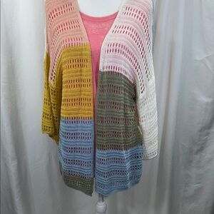 POL Multicolor Open-Knit Cardigan NWOT